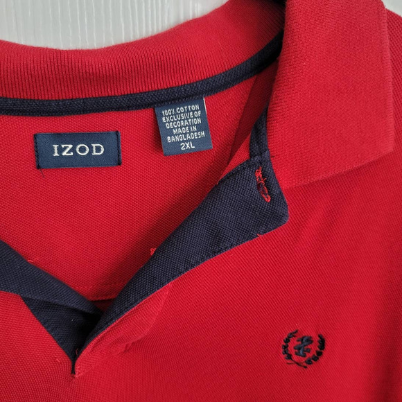 IZOD Men's Red Navy 100% Cotton Polo Shirt Size 2XL - Picture 4 of 4